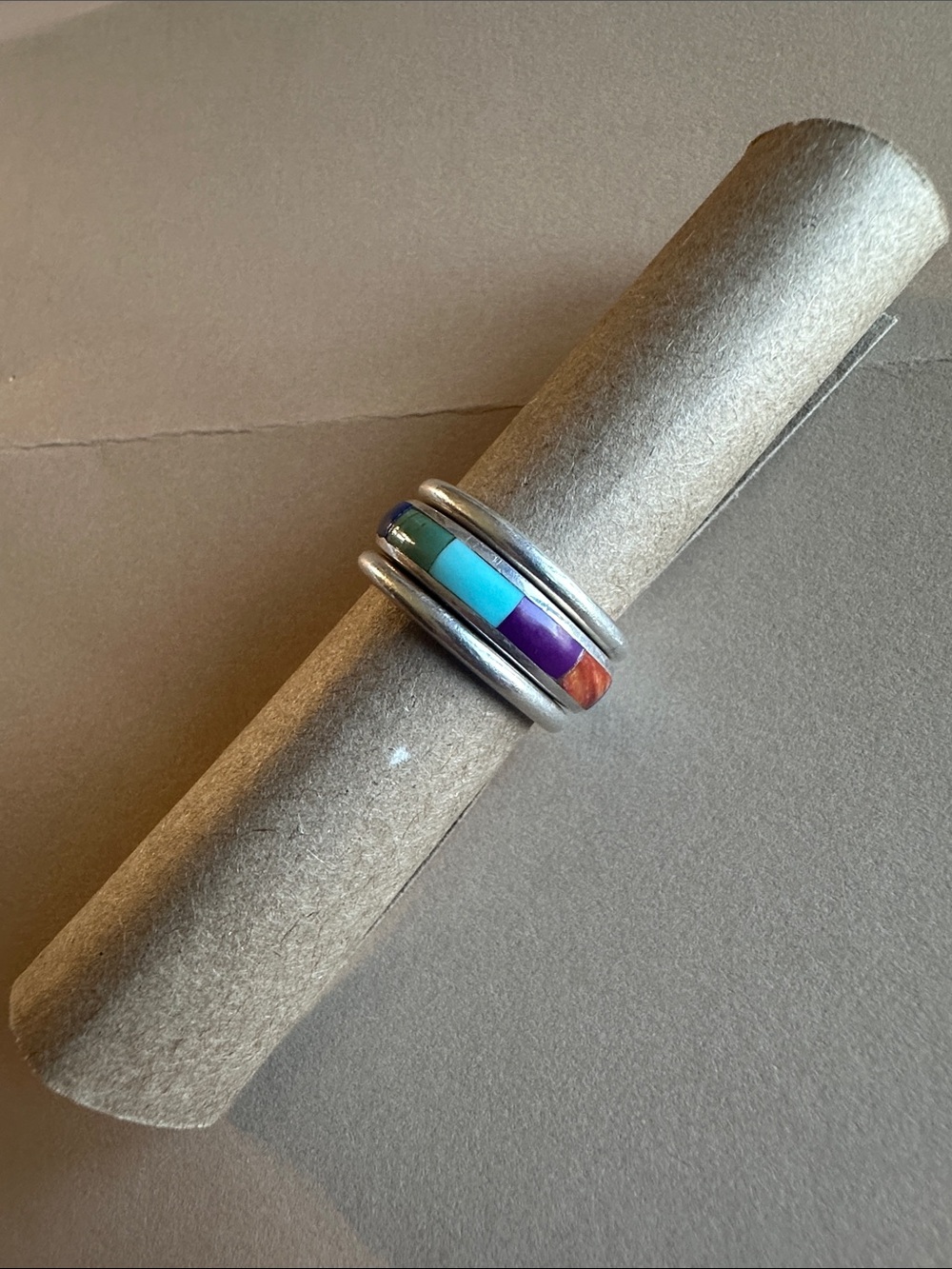 Silpada Retired  Inlay Ring Multicolor Sterling Silver Stackable Set - Picture 2 of 5